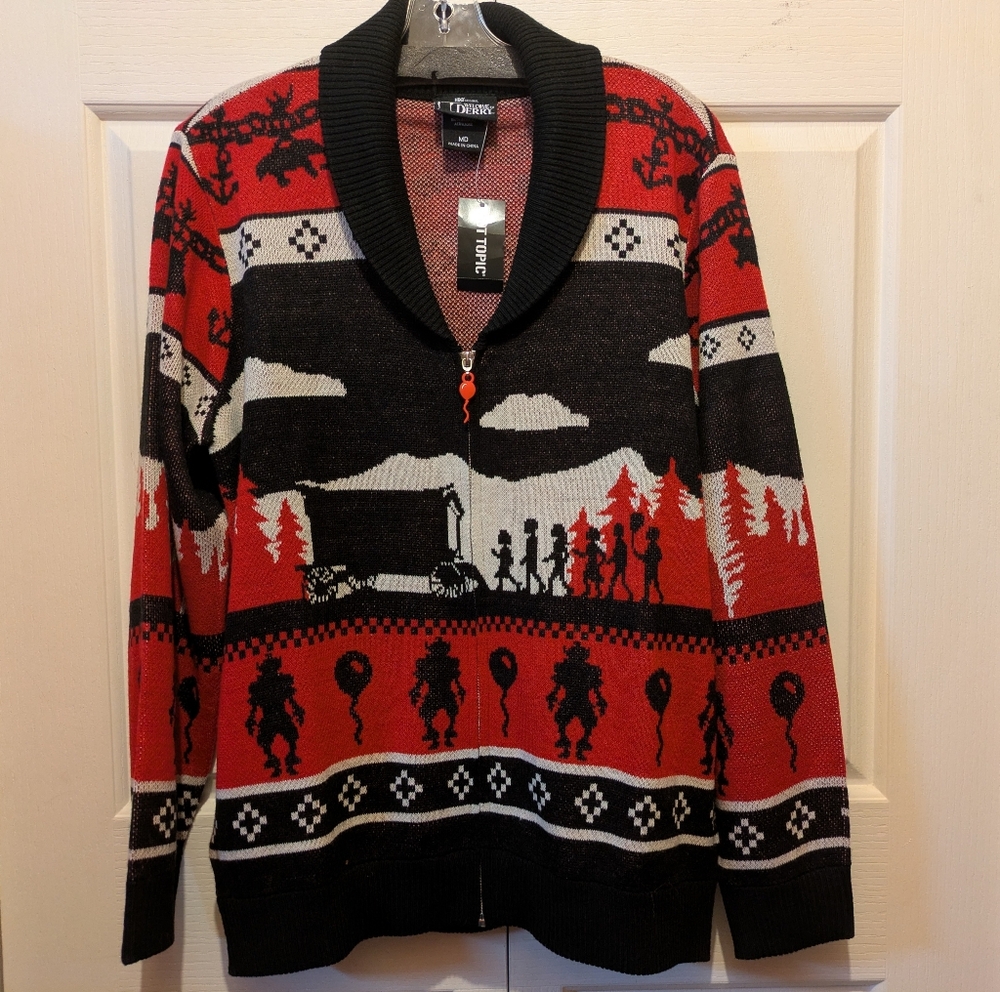 Stephen King It Welcome to Derry Knit Shawl Collared Cardigan Sweater Size M New